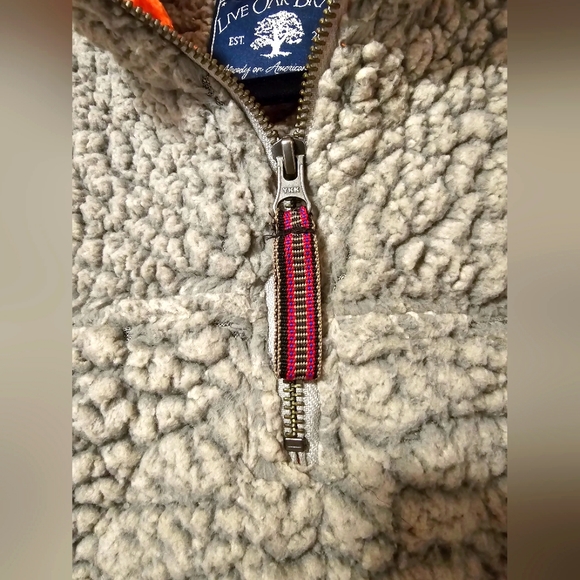 Live Oak Brand Gray Orange Sherpa Half Zip Pullover Sweater Jacket Fleece Size M - Picture 5 of 11